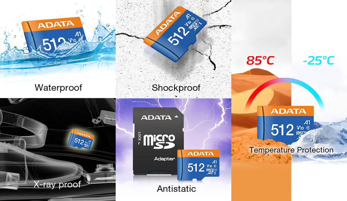 ADATA Premier Class 10 UHS-I MicroSD Card with Adapter - 32GB to 512GB - Tech Syndicate