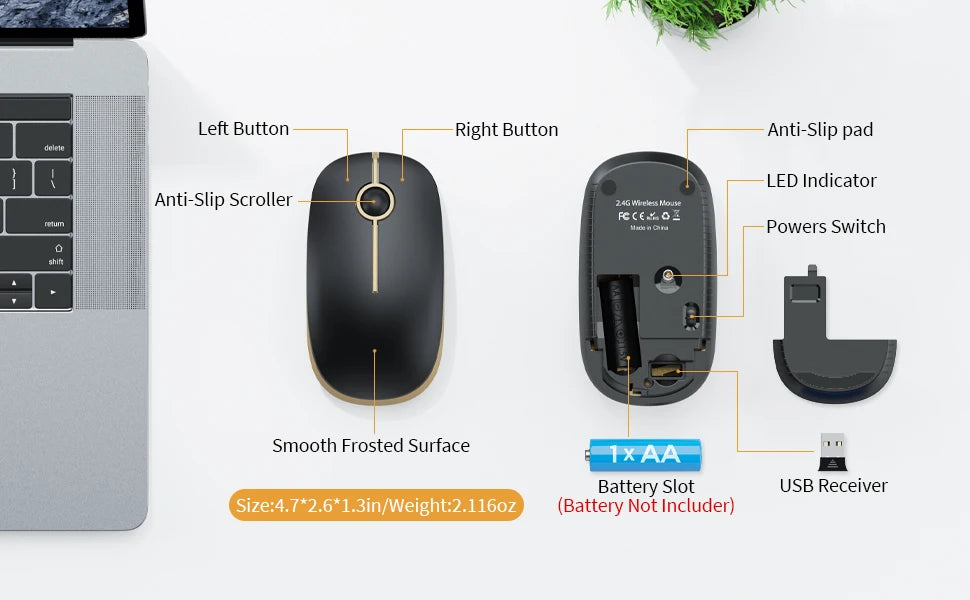 Seenda Silent Wireless Mouse with 1600 DPI Precision - Tech Syndicate