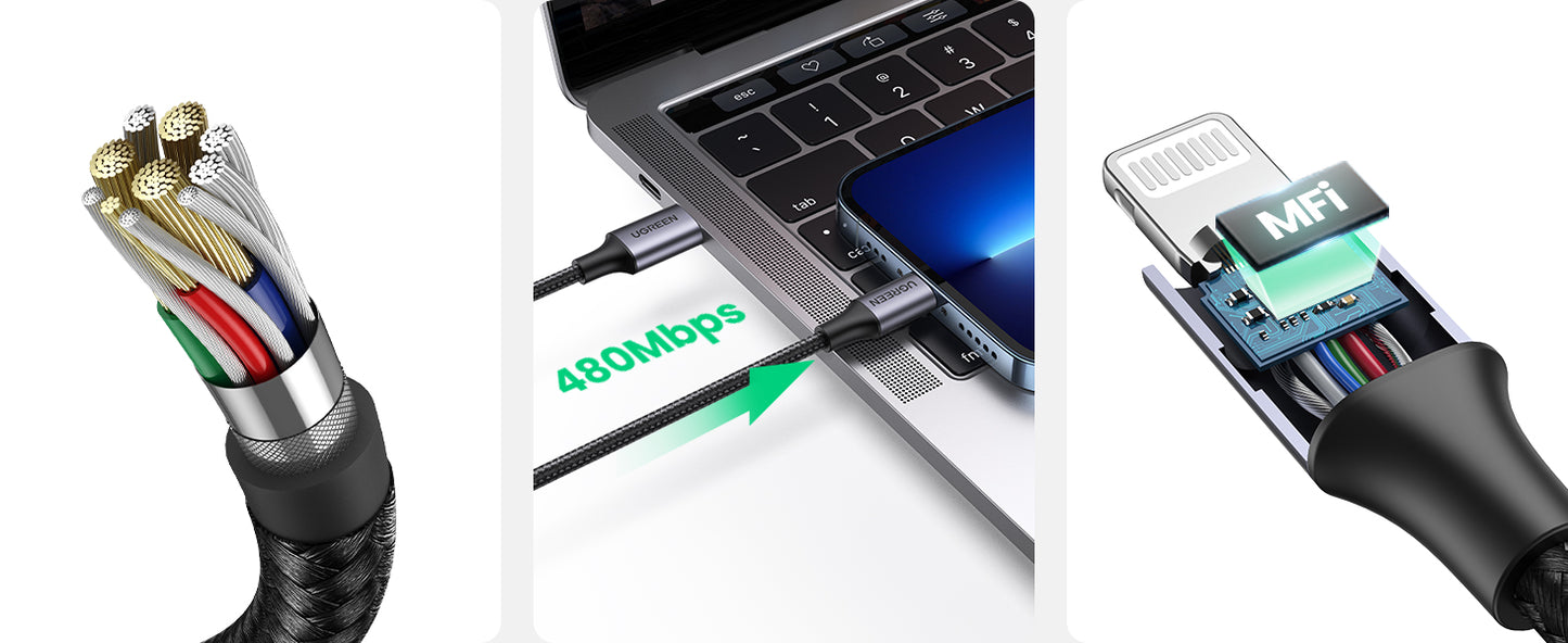 UGREEN MFi-Certified charging USB C to Lightning Cable for iPhone & iPad - Tech Syndicate