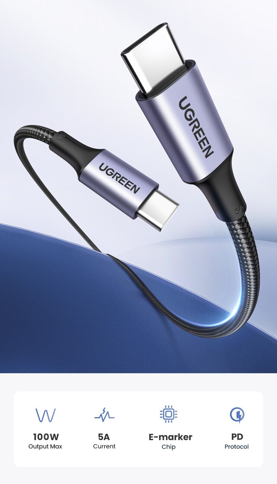 UGREEN PD 100W Type C to Type C USB Cable Universal Compatibility - Tech Syndicate