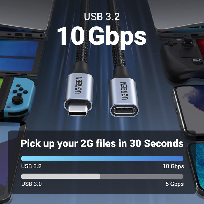 Ugreen 100W USB 3.2 Gen 2 10Gbps Thunderbolt USB-C Extension Cable - Tech Syndicate