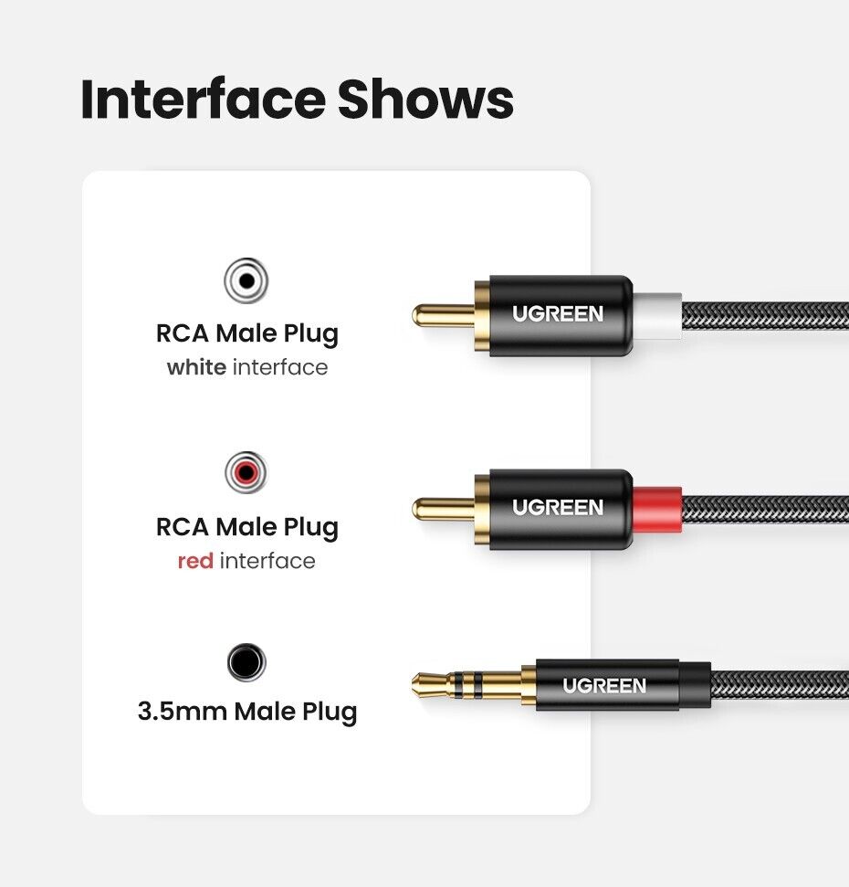 Ugreen 3.5mm to 2RCA HiFi Stereo Y Split Adapter - Tech Syndicate