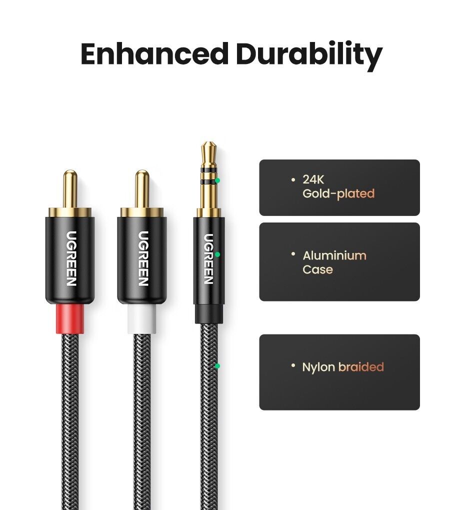 Ugreen 3.5mm to 2RCA HiFi Stereo Y Split Adapter - Tech Syndicate