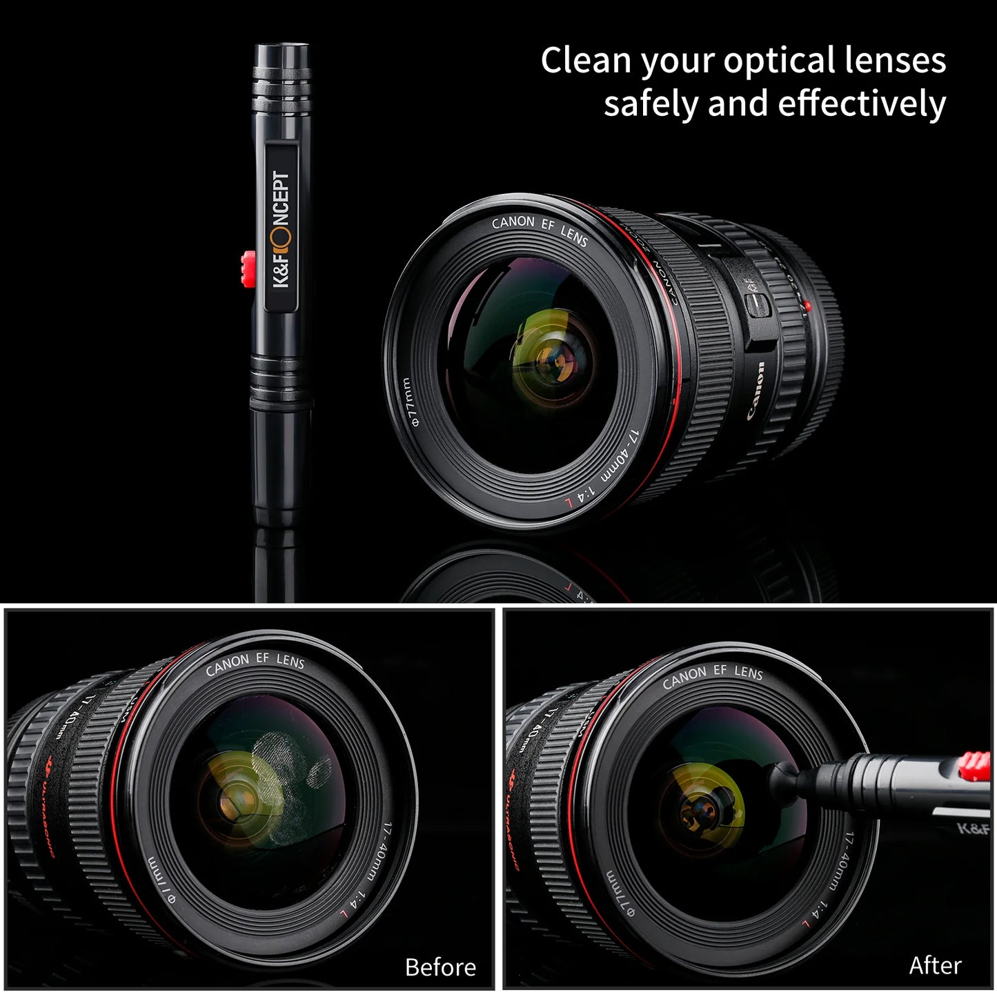 K&F Concept Lens Cleaning Pen with Retractable Soft Brush for DSLR Cameras and Sensitive Electronics Optics - Tech Syndicate 