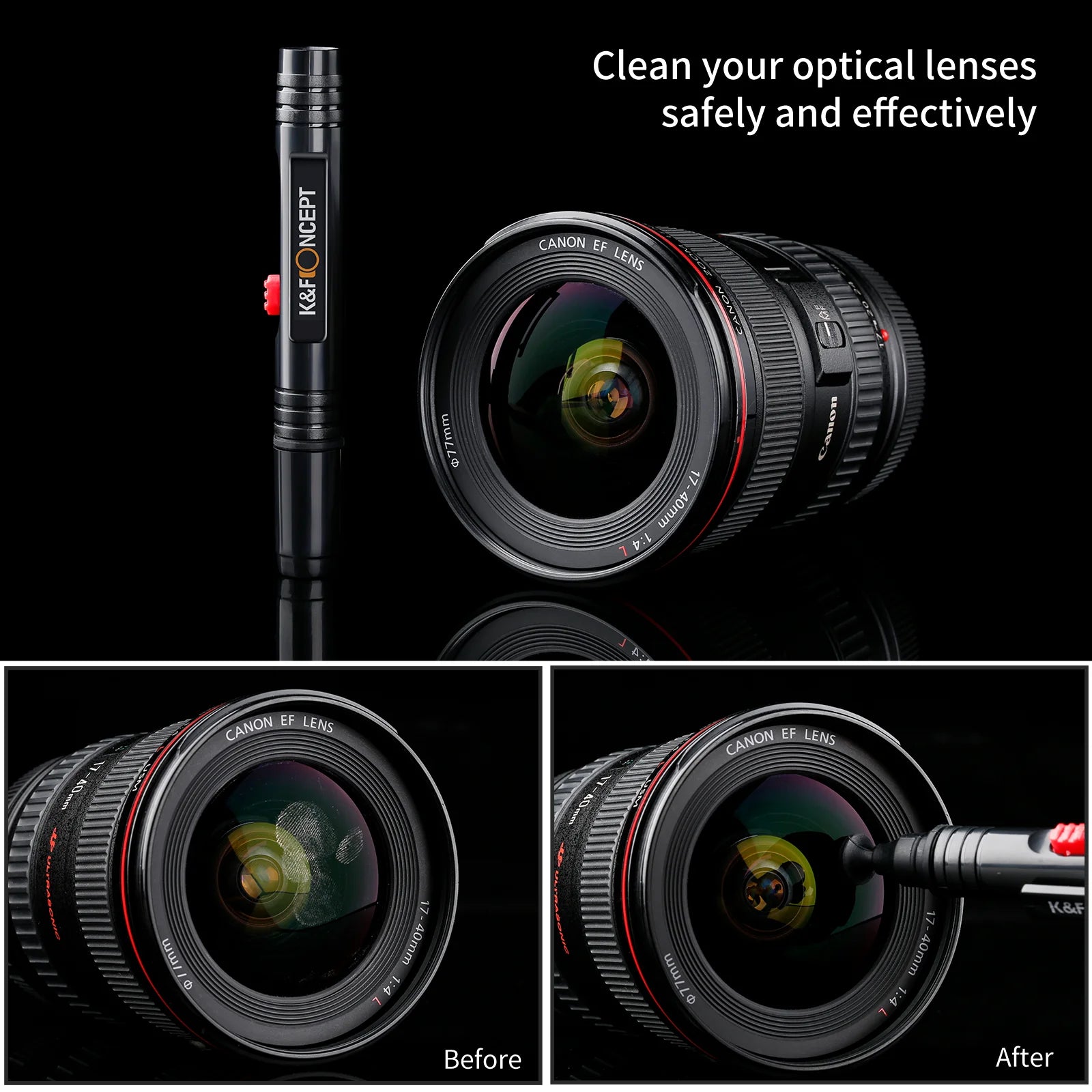 K&F Concept Lens Cleaning Pen with Retractable Soft Brush for DSLR Cameras and Sensitive Electronics Optics - Tech Syndicate 