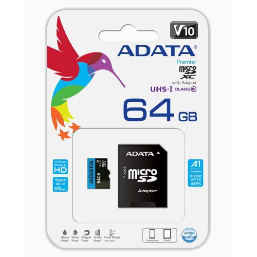 ADATA Premier Class 10 UHS-I MicroSD Card with Adapter - 32GB to 512GB - Tech Syndicate 