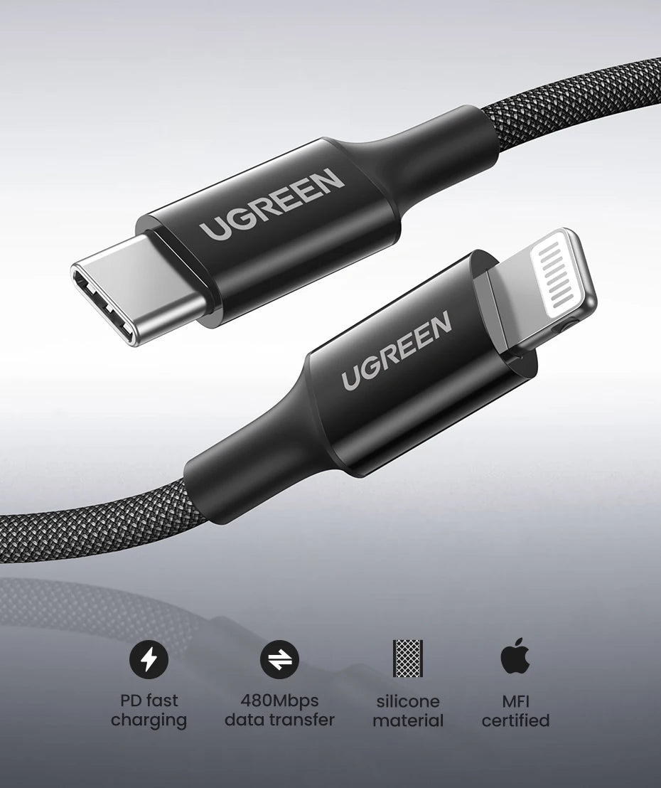 UGREEN MFi-Certified charging USB C to Lightning Cable for iPhone & iPad - Tech Syndicate 