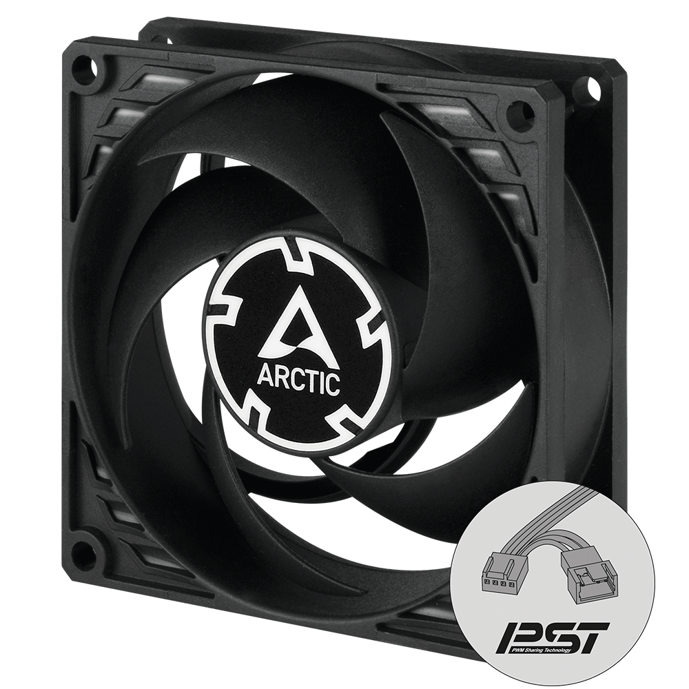 Arctic P8 8cm Pressure Optimised PWM PST Case Fan w Cable Splitter & Fluid Dynamic 200-3000 RPM