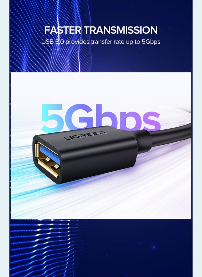 UGREEN USB 3.0 Extension Cable with up to 5Gbps data transfer speeds - Tech Syndicate 