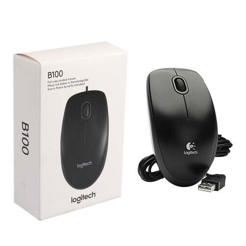 Logitech B100 Wired USB Optical Mouse Ambidextrous - Tech Syndicate 